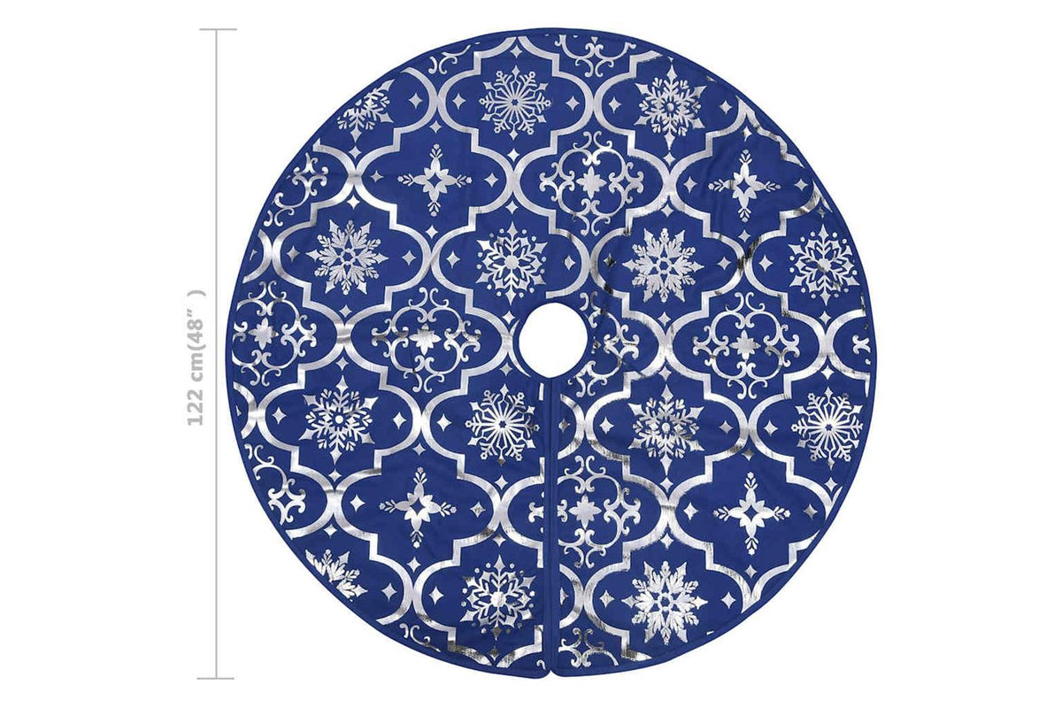 Vidaxl Luxury Christmas Tree Skirt With Sock Blue 122 Cm Fabric-8