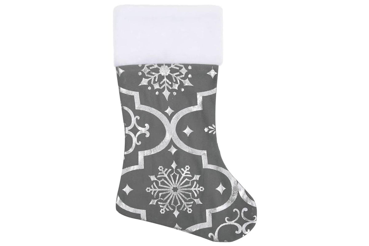 Vidaxl Luxury Christmas Tree Skirt With Sock Grey 90 Cm Fabric-4