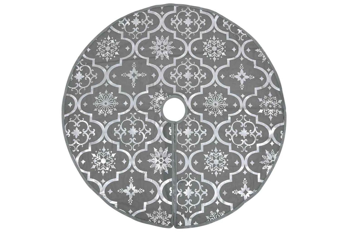 Vidaxl Luxury Christmas Tree Skirt With Sock Grey 122 Cm Fabric-3
