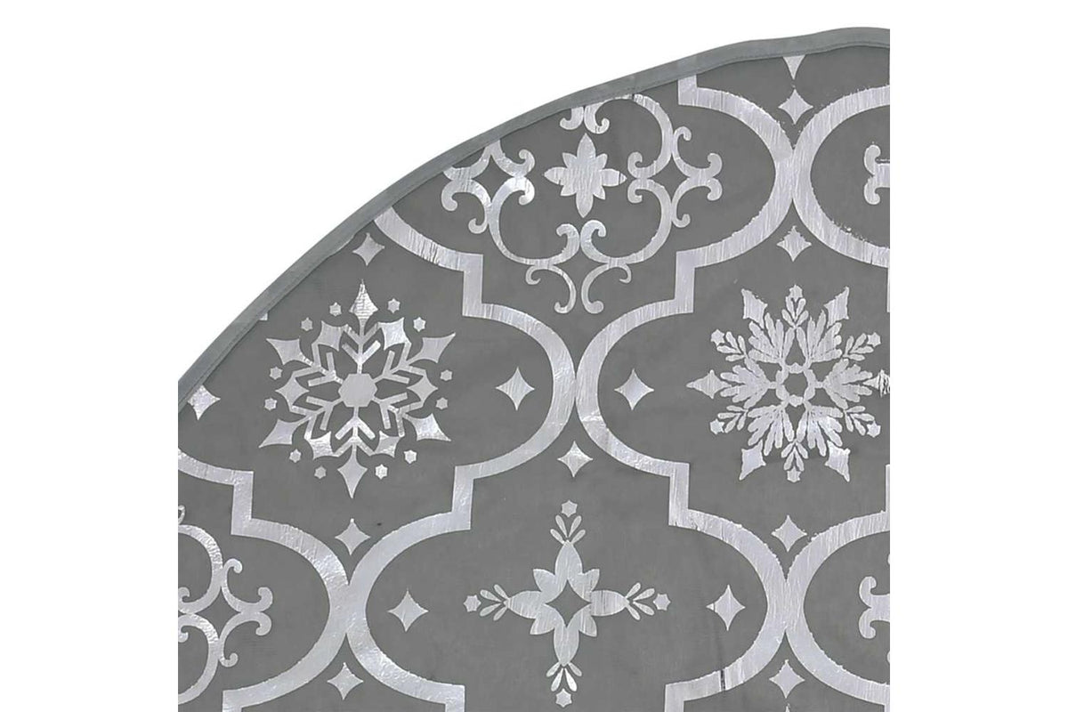 Vidaxl Luxury Christmas Tree Skirt With Sock Grey 122 Cm Fabric-5