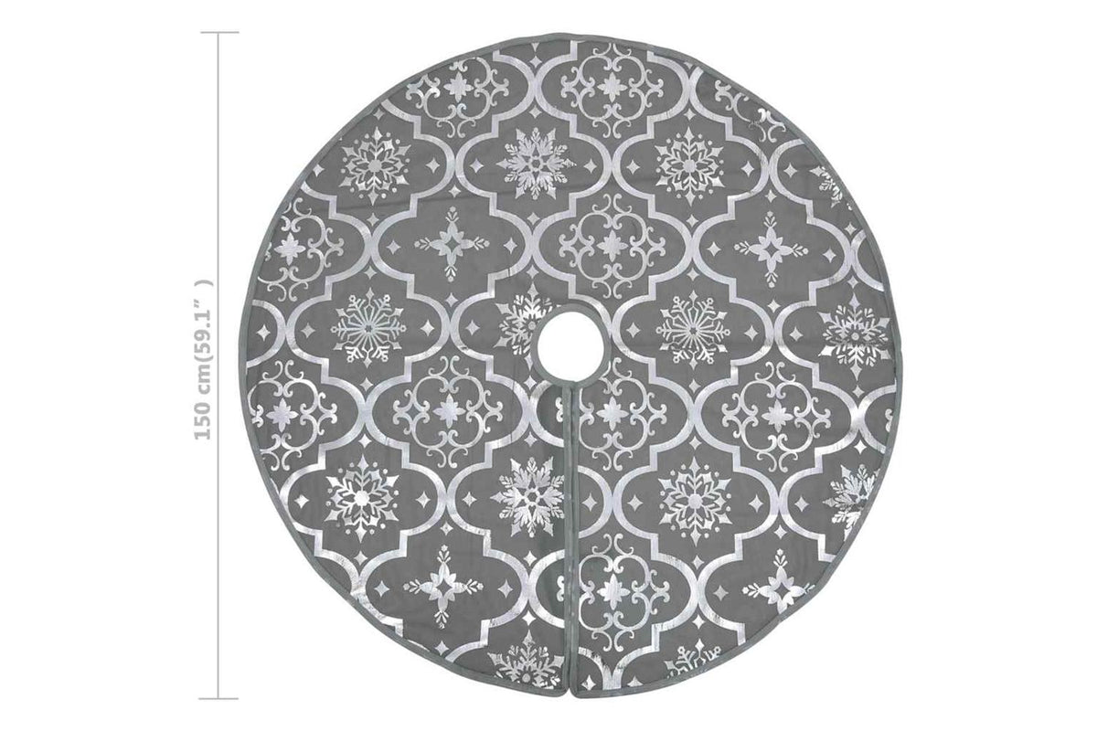 Vidaxl Luxury Christmas Tree Skirt With Sock Grey 150 Cm Fabric-8