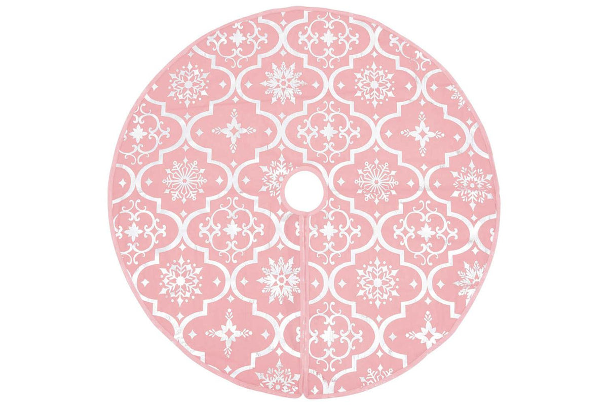 Vidaxl Luxury Christmas Tree Skirt With Sock Pink 90 Cm Fabric-3
