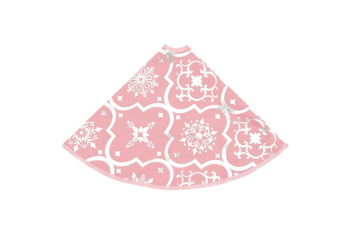 Vidaxl Luxury Christmas Tree Skirt With Sock Pink 90 Cm Fabric-5