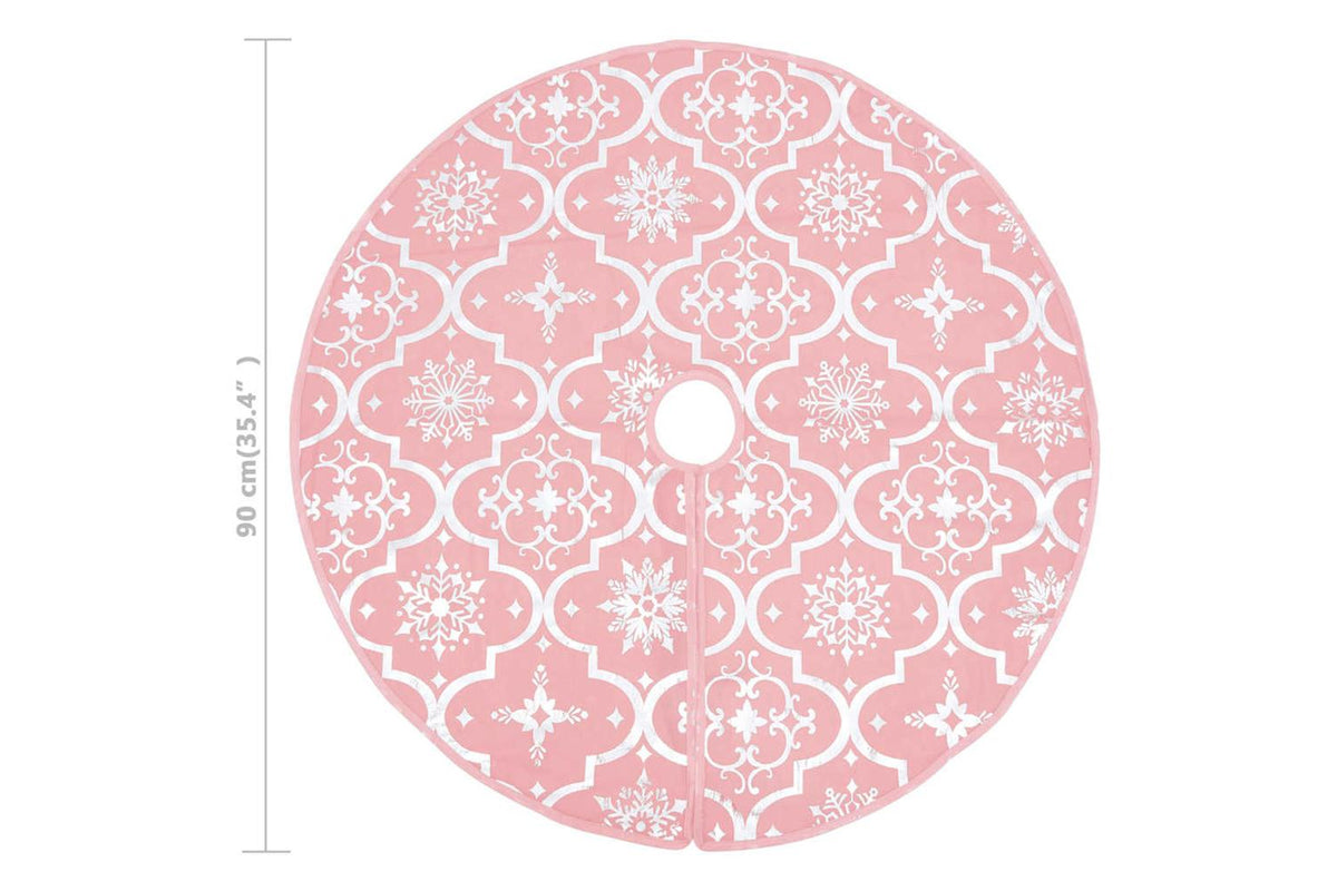 Vidaxl Luxury Christmas Tree Skirt With Sock Pink 90 Cm Fabric-8