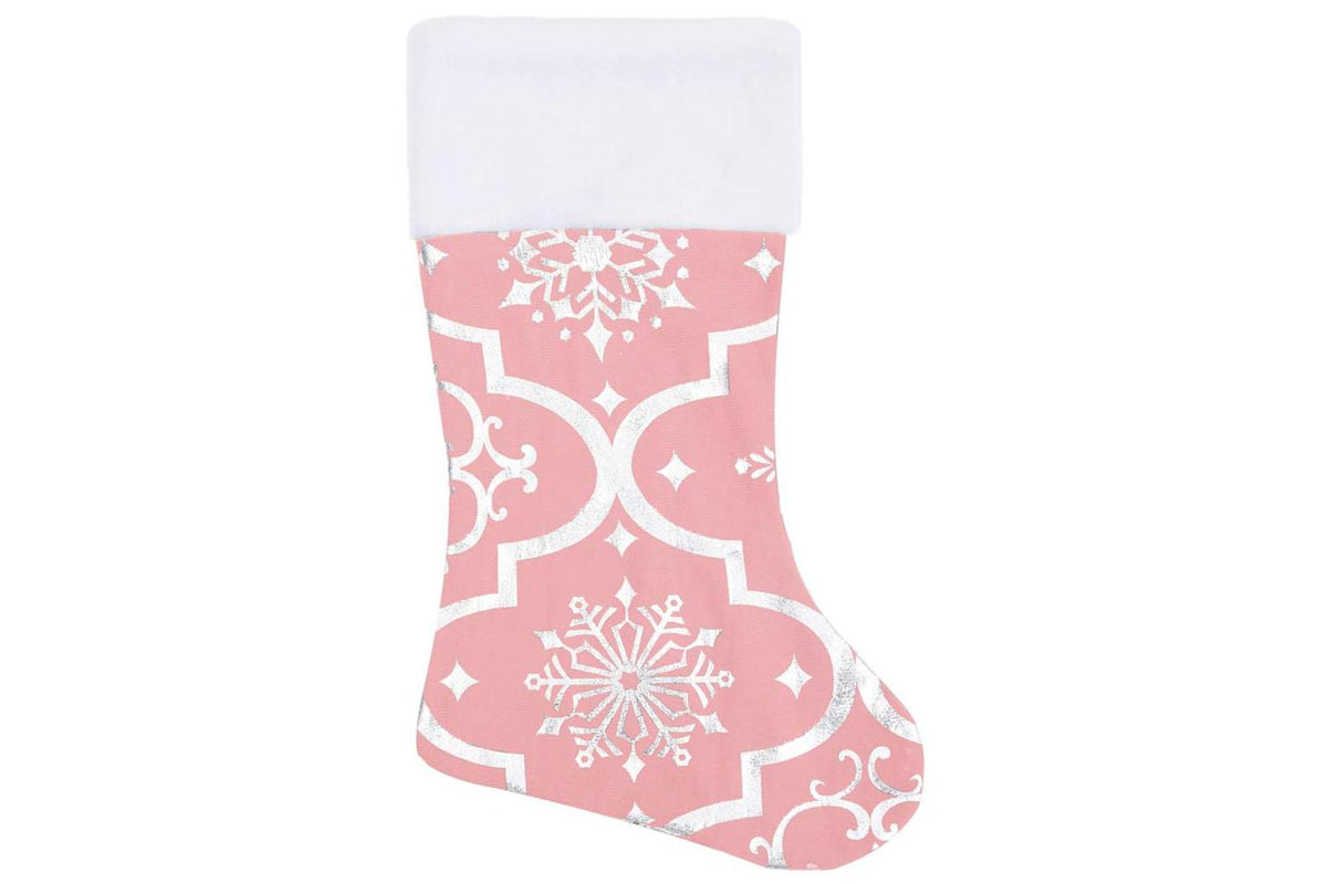 Vidaxl Luxury Christmas Tree Skirt With Sock Pink 150 Cm Fabric-4
