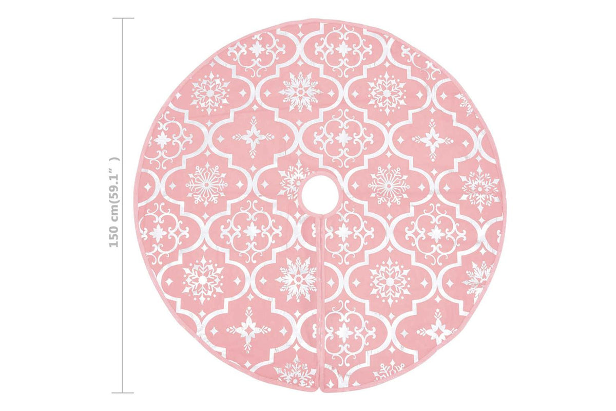 Vidaxl Luxury Christmas Tree Skirt With Sock Pink 150 Cm Fabric-8