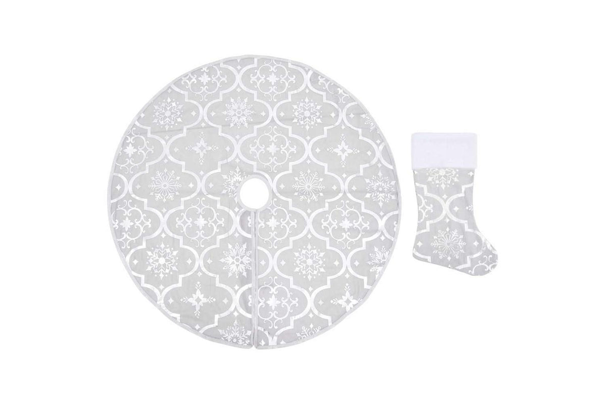 Vidaxl Luxury Christmas Tree Skirt With Sock White 150 Cm Fabric-2