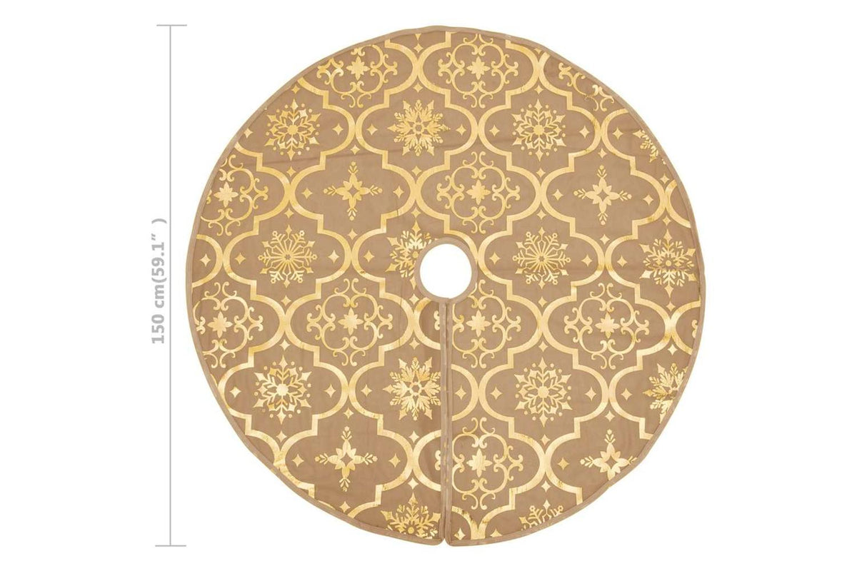 Vidaxl Luxury Christmas Tree Skirt With Sock Yellow 150 Cm Fabric-8