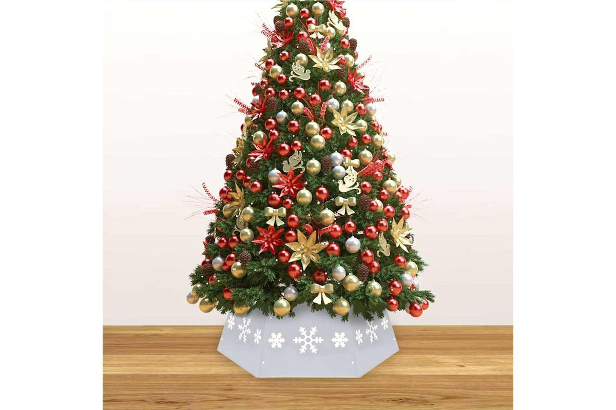 Vidaxl Christmas Tree Skirt Silver And White 68x25 Cm-3