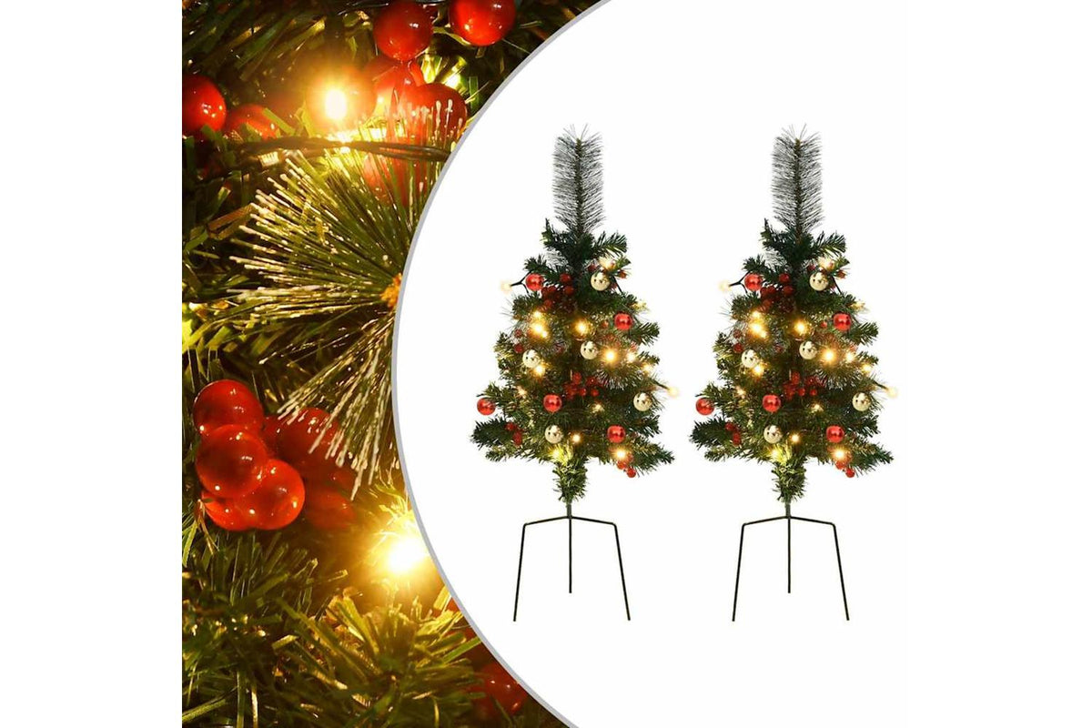 Vidaxl Artificial Pathway Pre-lit Christmas Tree 2 Pcs 76 Cm Pvc