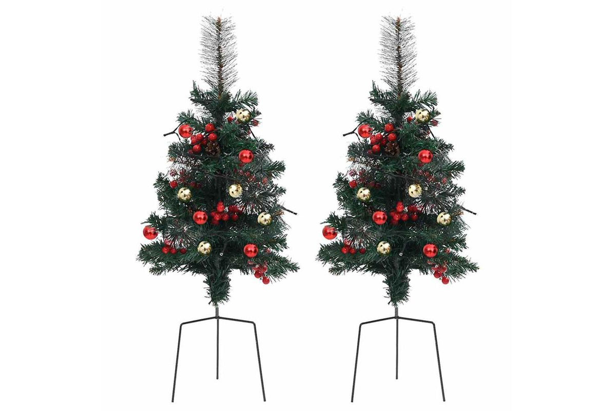 Vidaxl Artificial Pathway Pre-lit Christmas Tree 2 Pcs 76 Cm Pvc-5