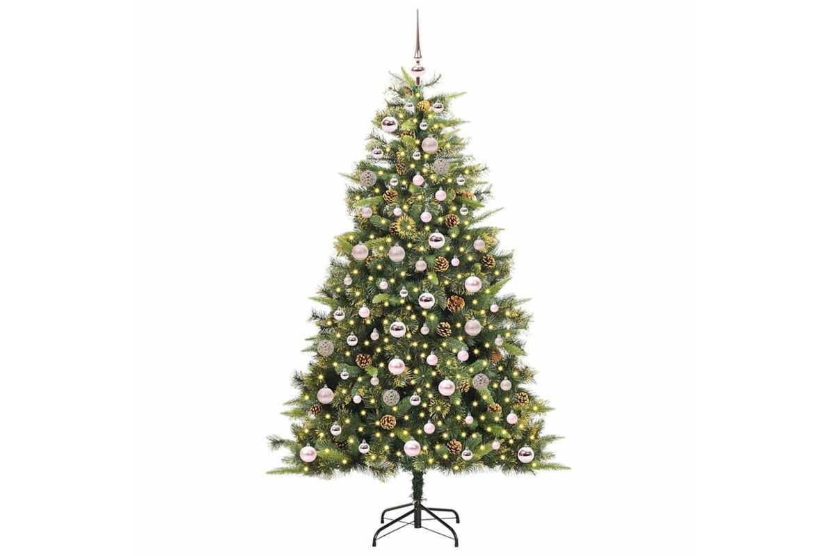 Vidaxl Artificial Hinged Christmas Tree With Cones Green 180 Cm-3