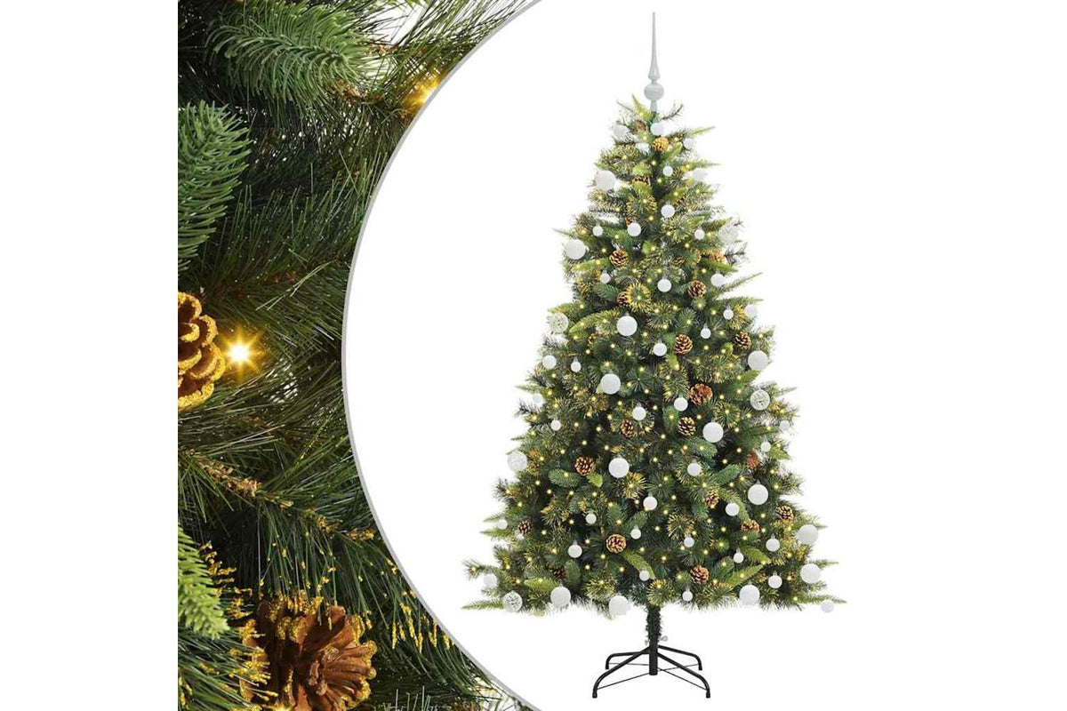 Vidaxl Artificial Hinged Christmas Tree With Cones Green 180 Cm