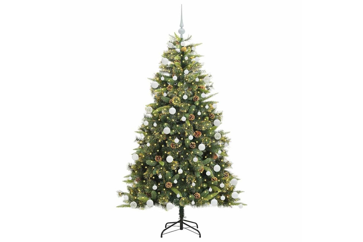 Vidaxl Artificial Hinged Christmas Tree With Cones Green 180 Cm-3
