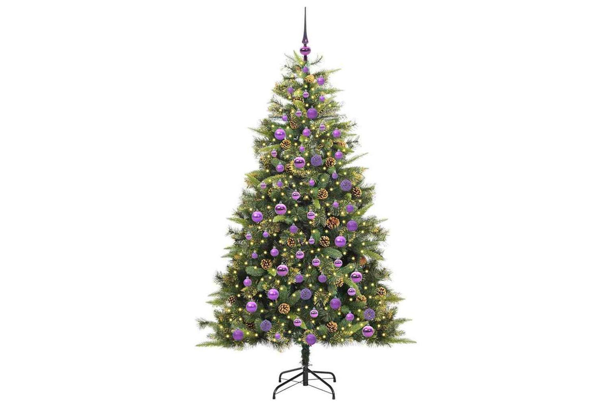 Vidaxl Artificial Hinged Christmas Tree With Cones 300 Leds Warm White-3
