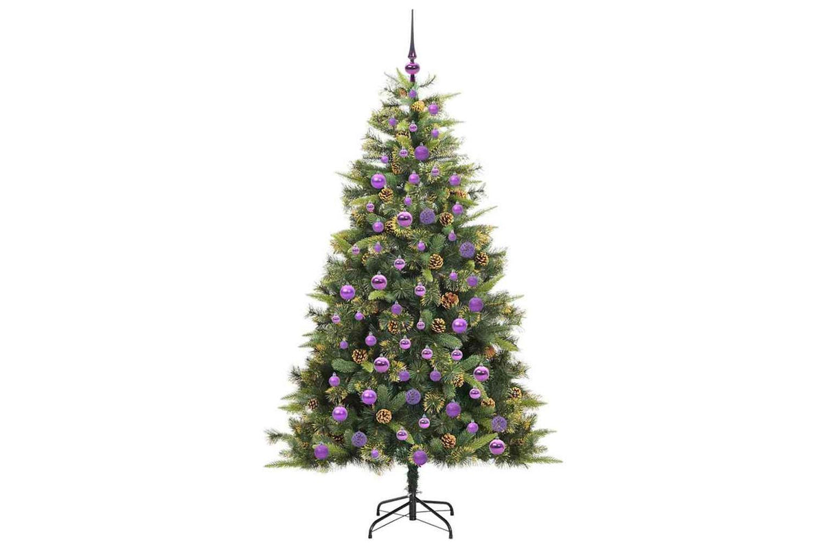 Vidaxl Artificial Hinged Christmas Tree With Cones 300 Leds Warm White-4