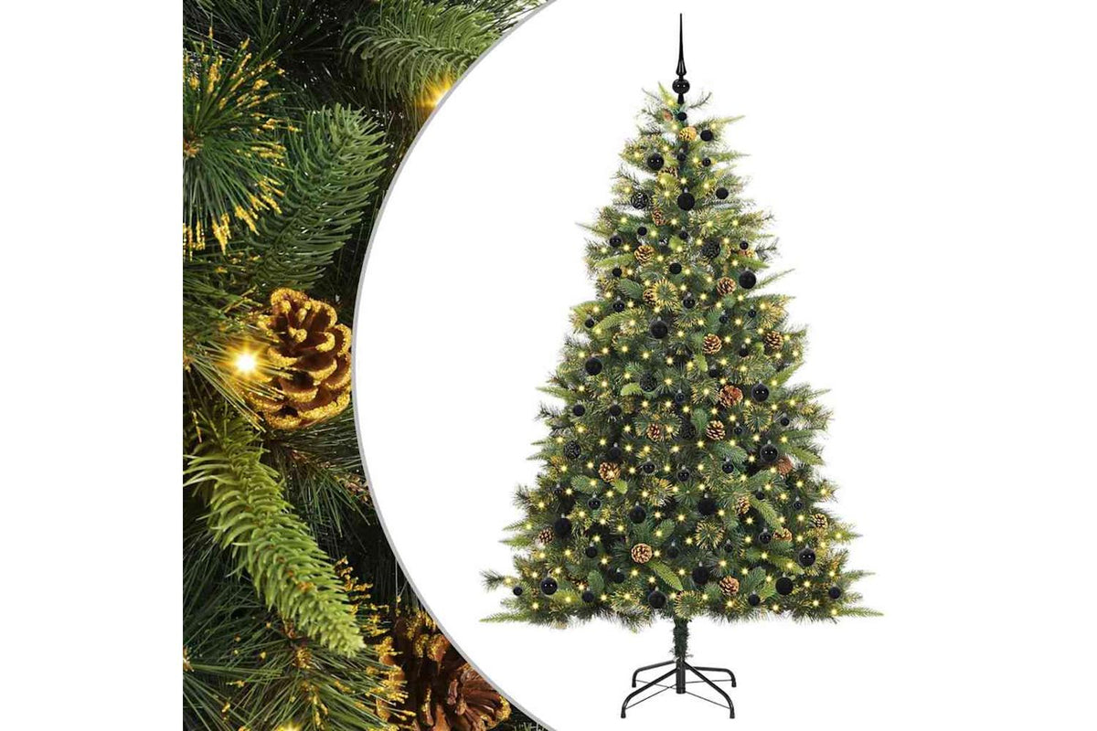 Vidaxl Artificial Hinged Christmas Tree With Cones Green 210 Cm
