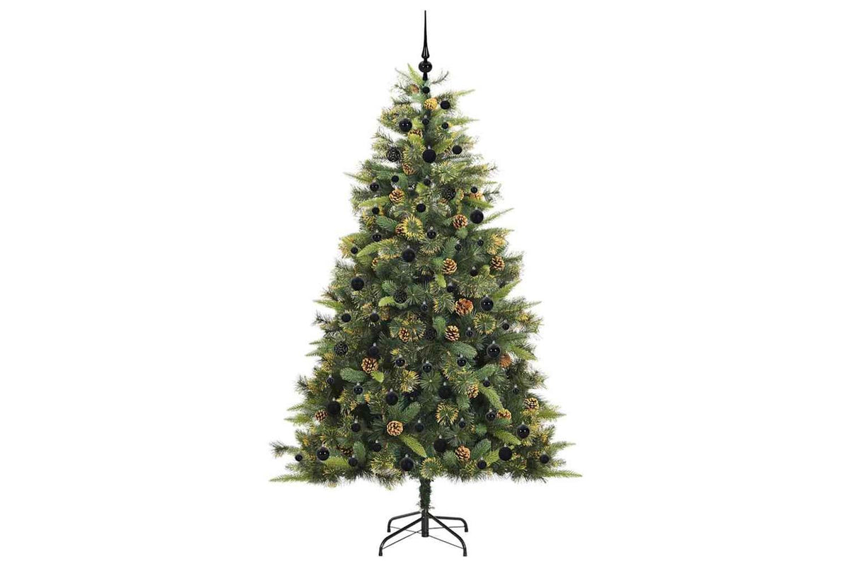 Vidaxl Artificial Hinged Christmas Tree With Cones Green 210 Cm-4