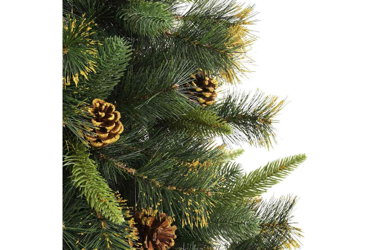 Vidaxl Artificial Hinged Christmas Tree With Cones Green 210 Cm-10