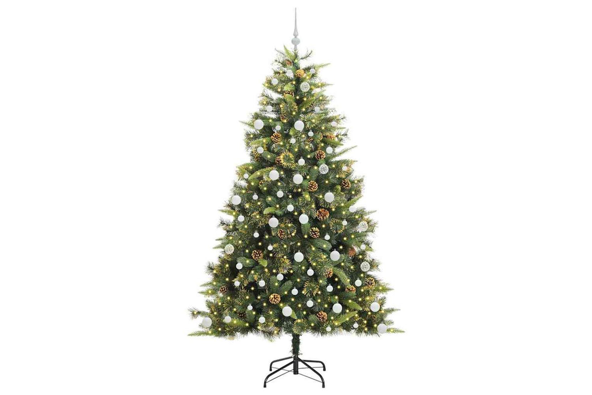 Vidaxl Artificial Hinged Christmas Tree With Cones Green 210 Cm-3