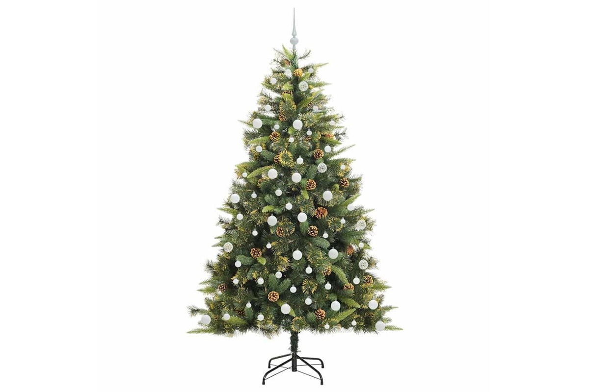 Vidaxl Artificial Hinged Christmas Tree With Cones Green 210 Cm-4