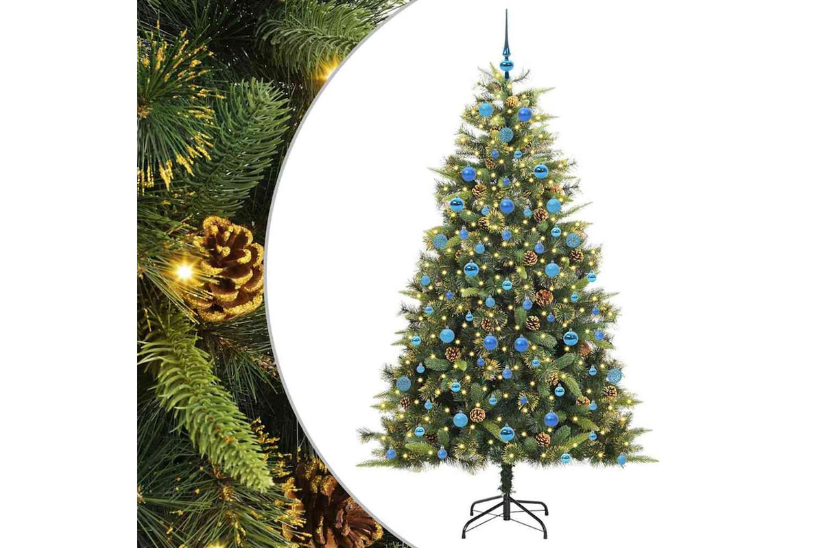 Vidaxl Artificial Hinged Christmas Tree With Cones Green 210 Cm