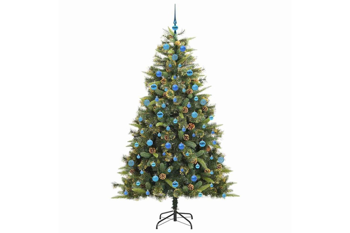 Vidaxl Artificial Hinged Christmas Tree With Cones Green 210 Cm-4
