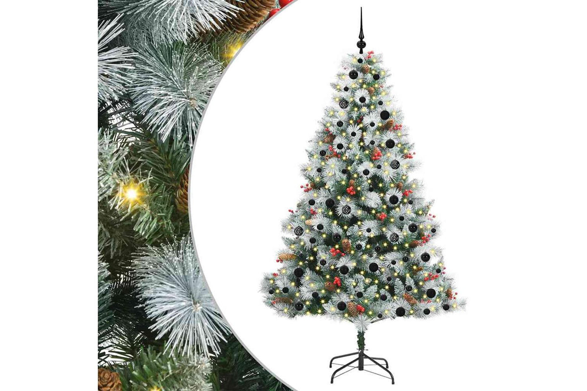 Vidaxl Artificial Christmas Tree Green And White 210 Cm-2
