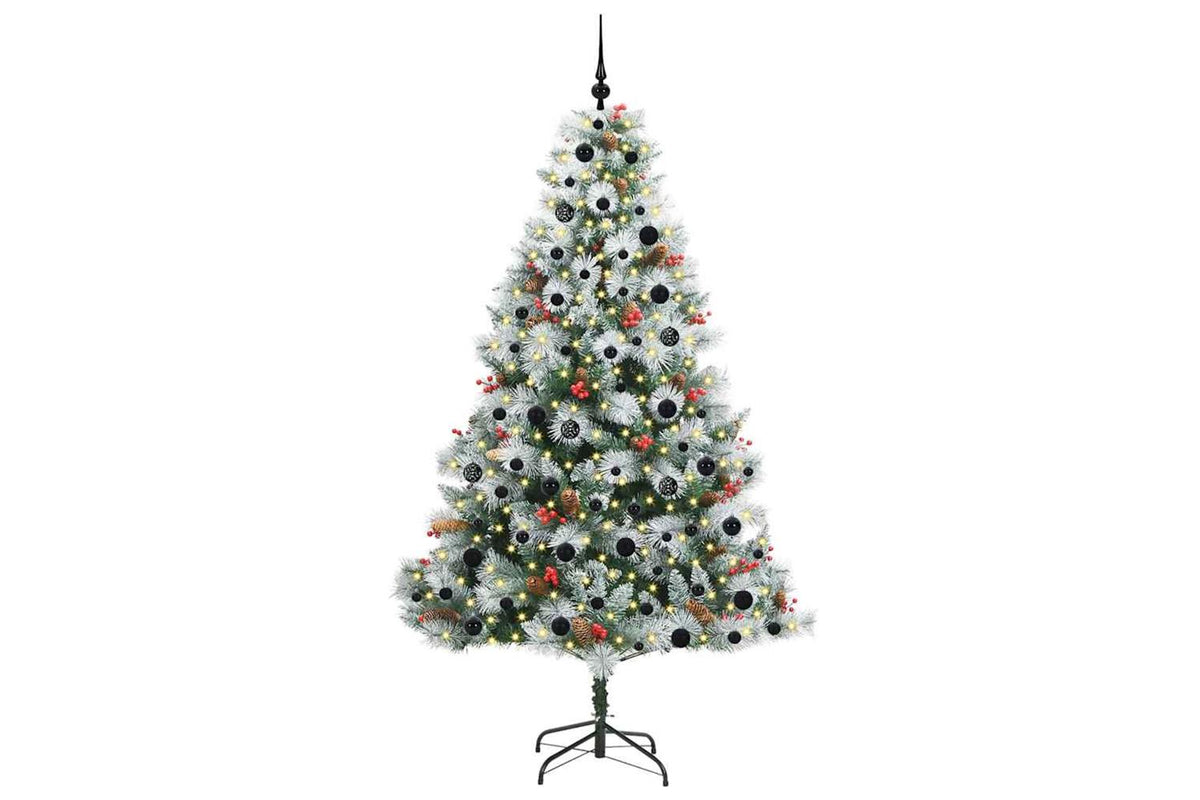 Vidaxl Artificial Christmas Tree Green And White 210 Cm-3