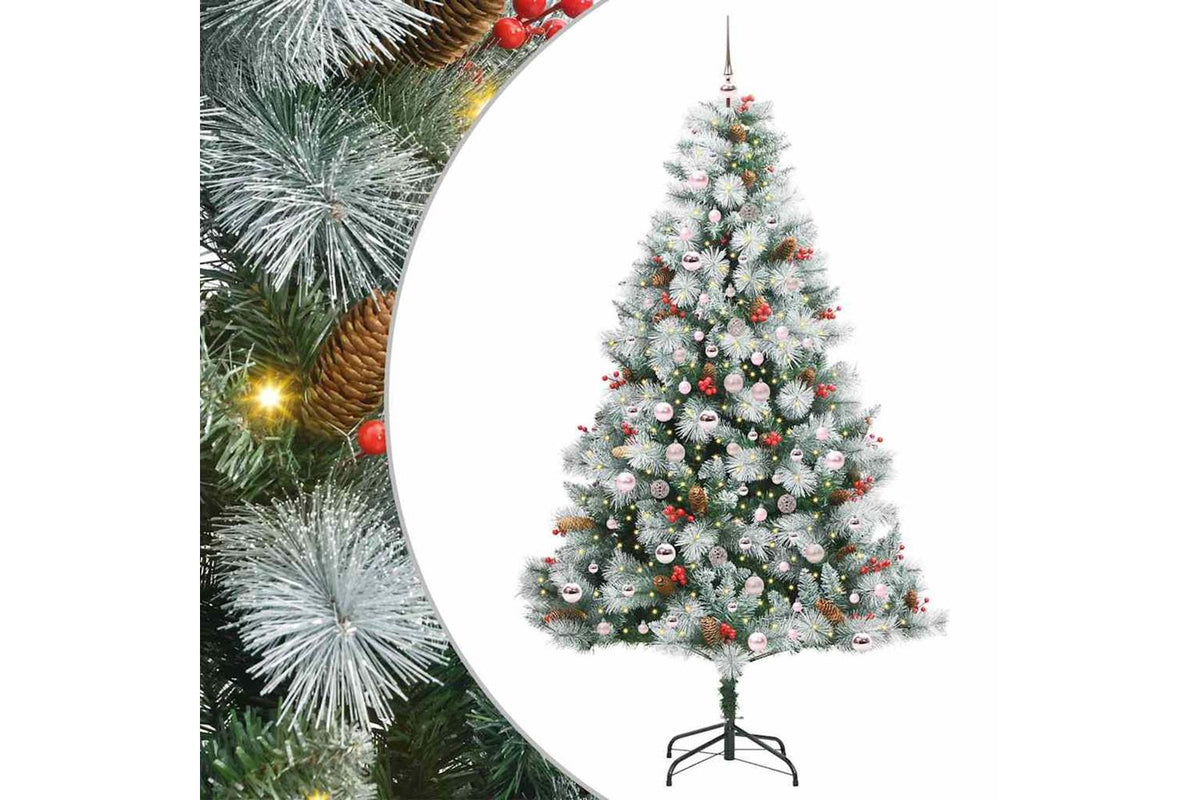 Vidaxl Artificial Christmas Tree Green And White 210 Cm-2