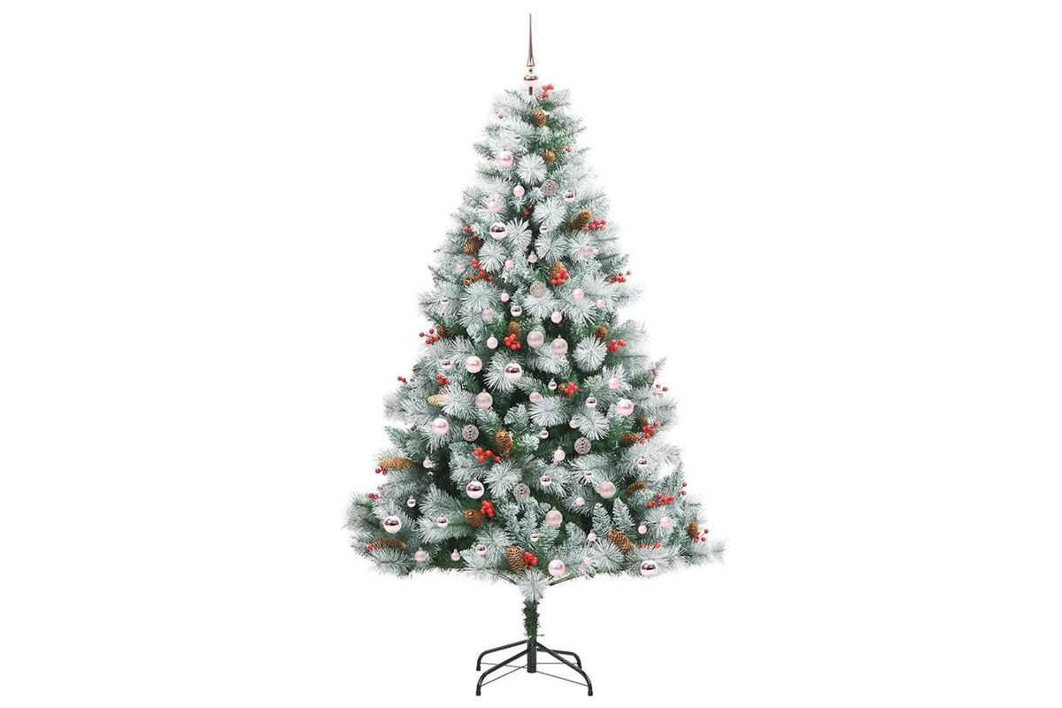 Vidaxl Artificial Christmas Tree Green And White 210 Cm-4