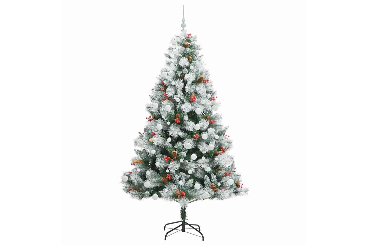 Vidaxl Artificial Christmas Tree Green And White 210 Cm-4