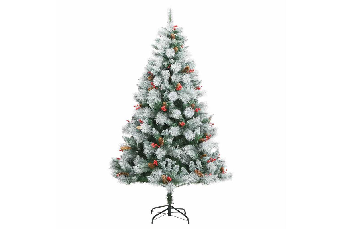Vidaxl Artificial Christmas Tree Green And White 210 Cm-5