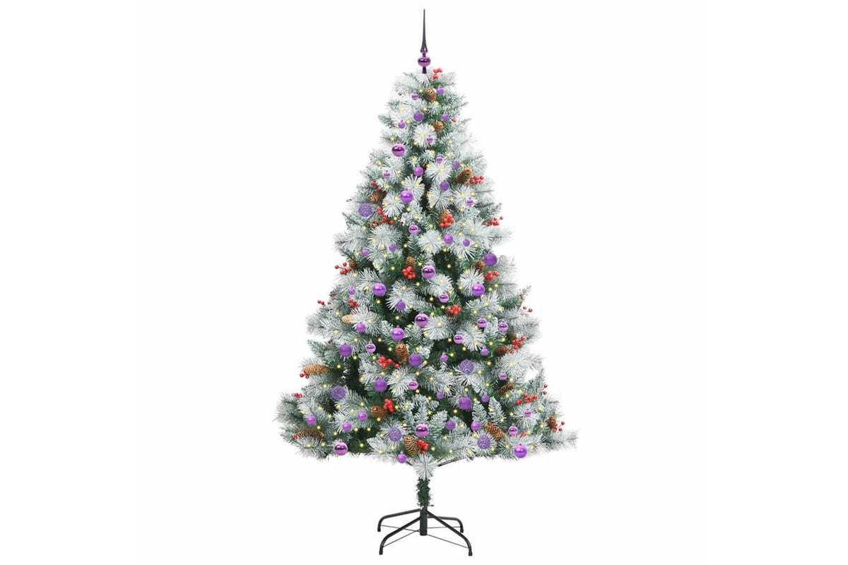 Vidaxl Artificial Christmas Tree Green And White 210 Cm-3