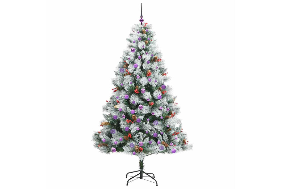 Vidaxl Artificial Christmas Tree Green And White 210 Cm-4
