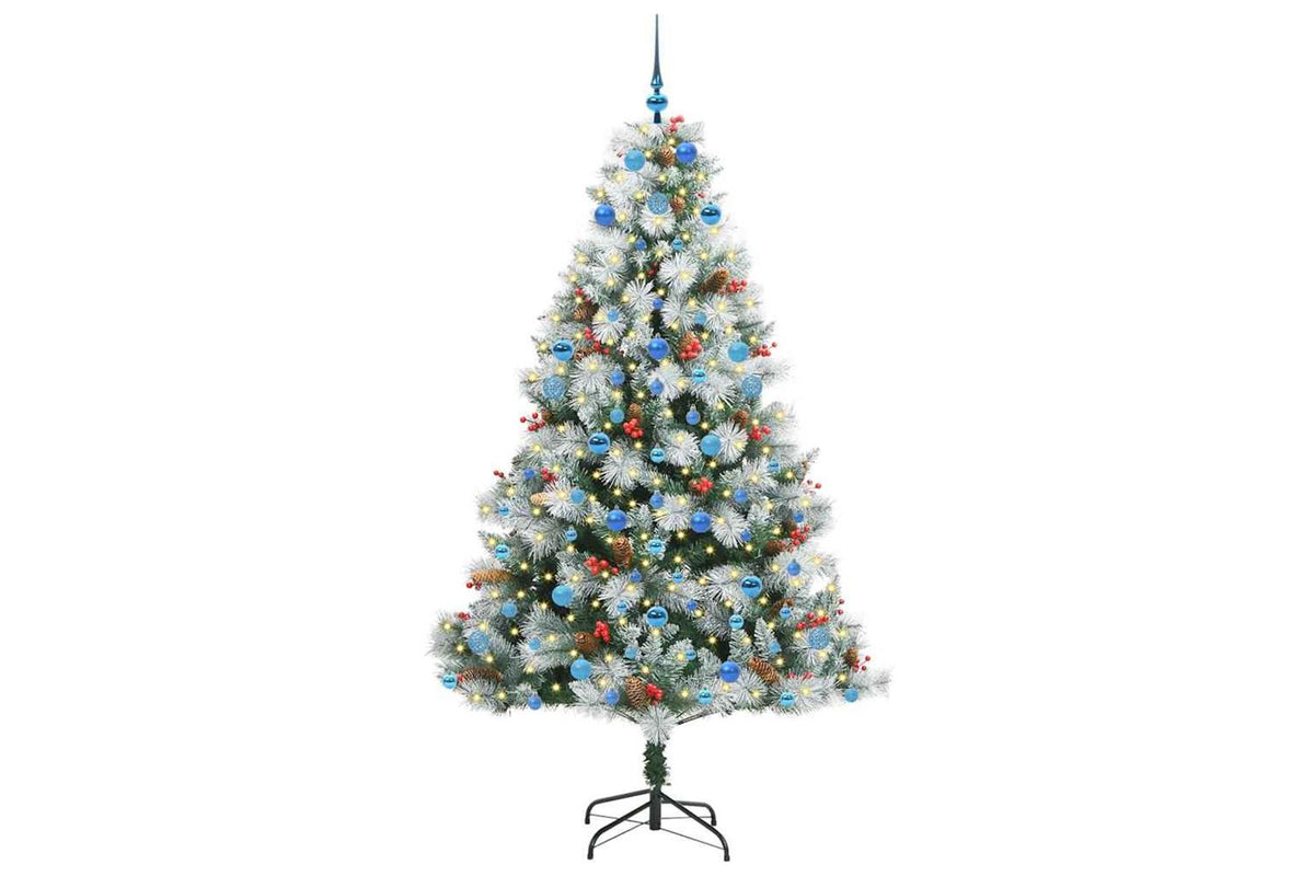 Vidaxl Artificial Christmas Tree Green And White 210 Cm-3