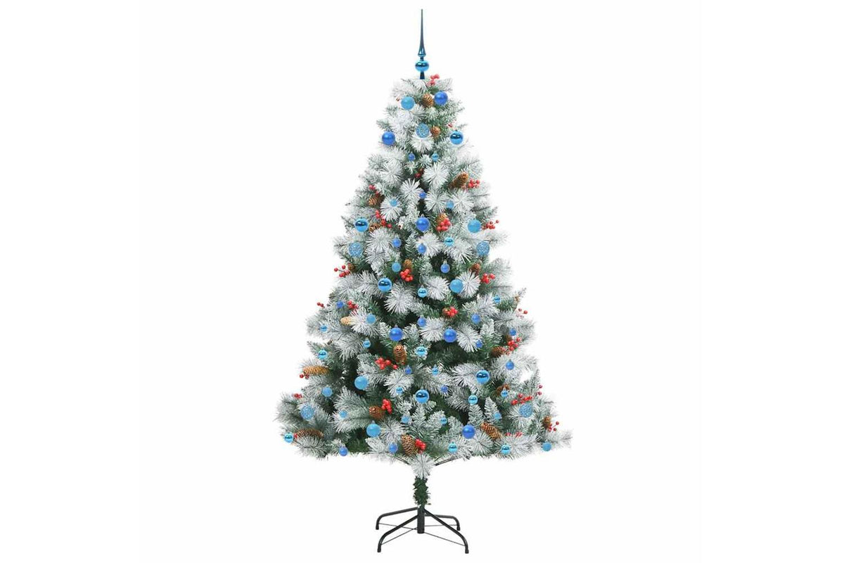 Vidaxl Artificial Christmas Tree Green And White 210 Cm-4