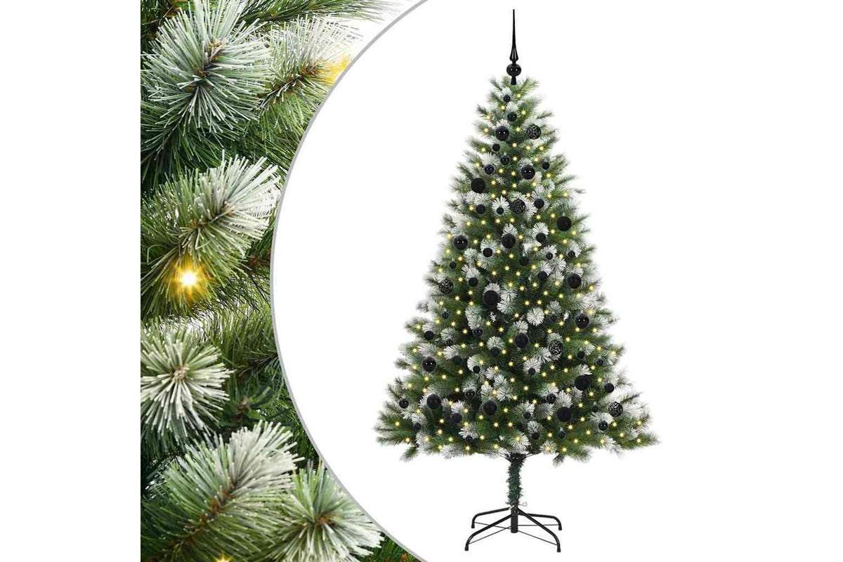 Vidaxl Artificial Hinged Christmas Tree With Flocked Snow 300 Leds-2