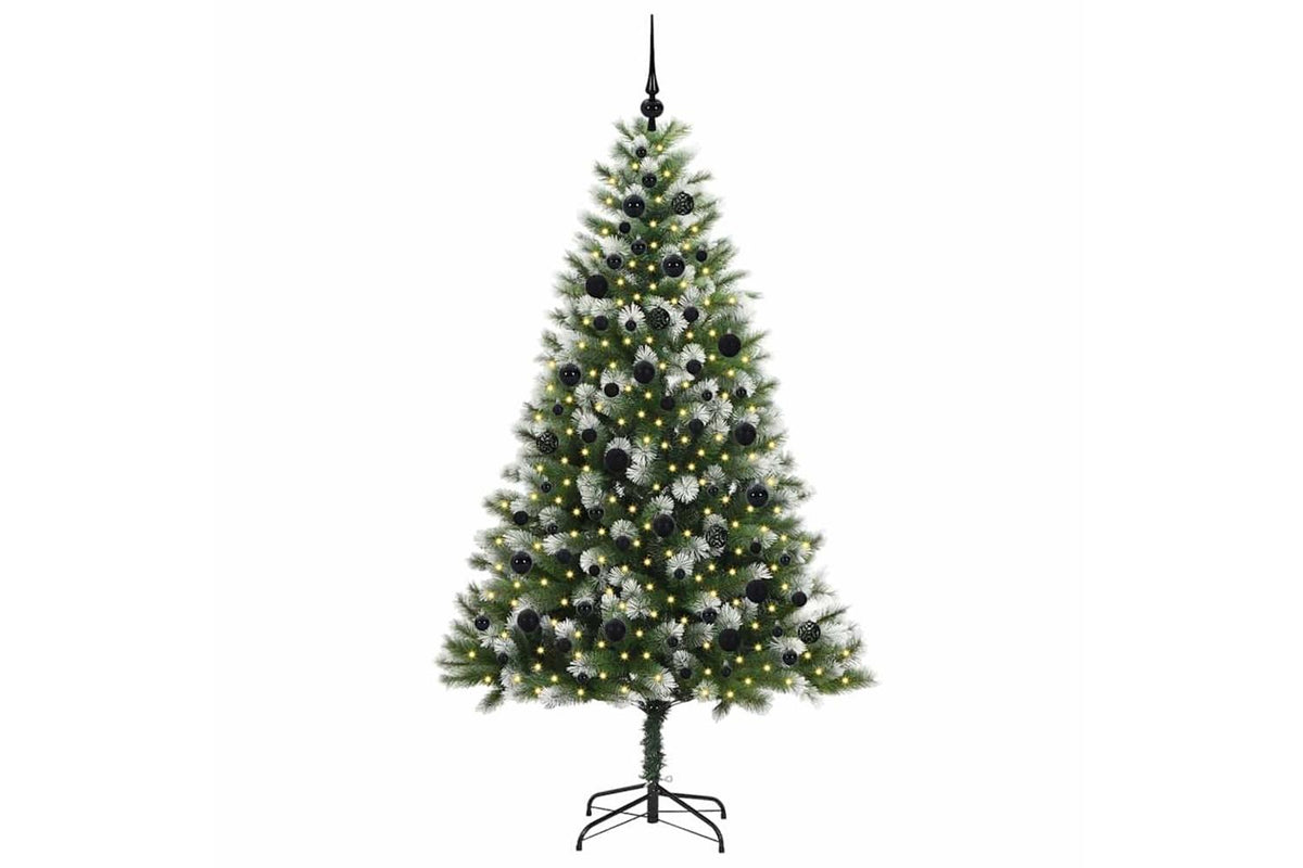 Vidaxl Artificial Hinged Christmas Tree With Flocked Snow 300 Leds-3