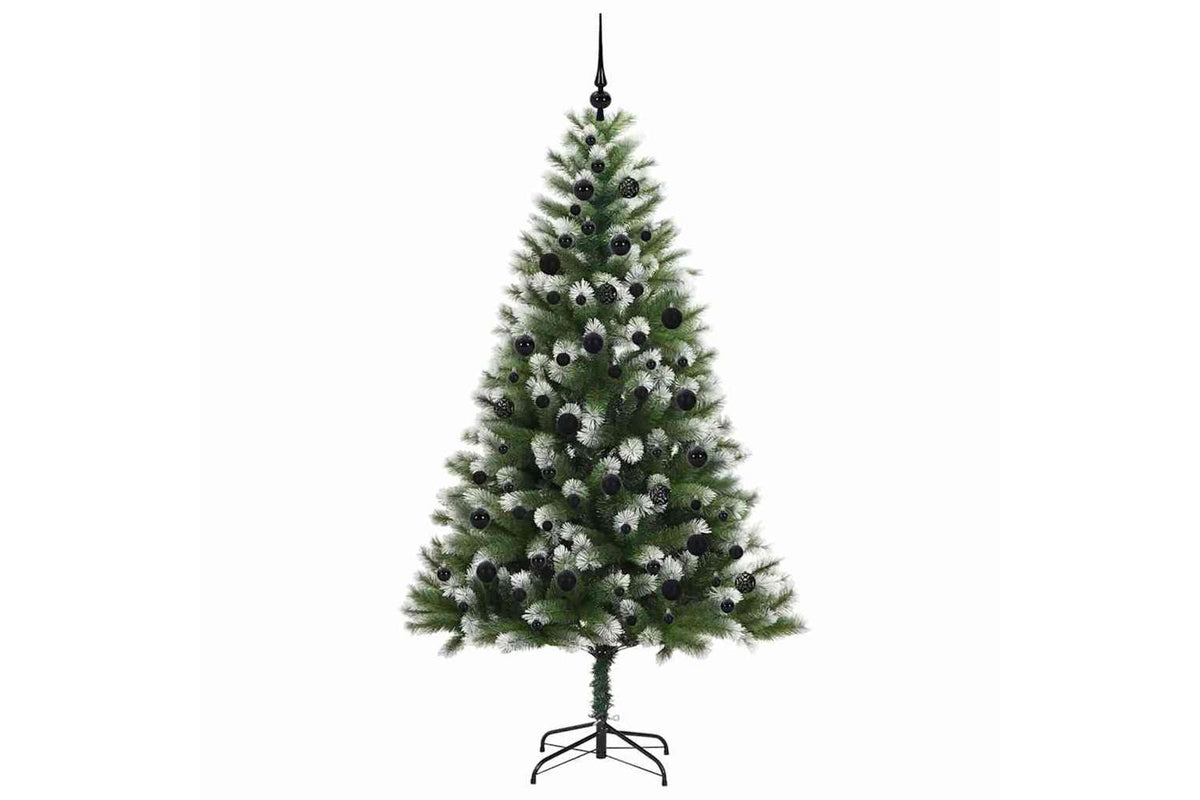 Vidaxl Artificial Hinged Christmas Tree With Flocked Snow 300 Leds-4