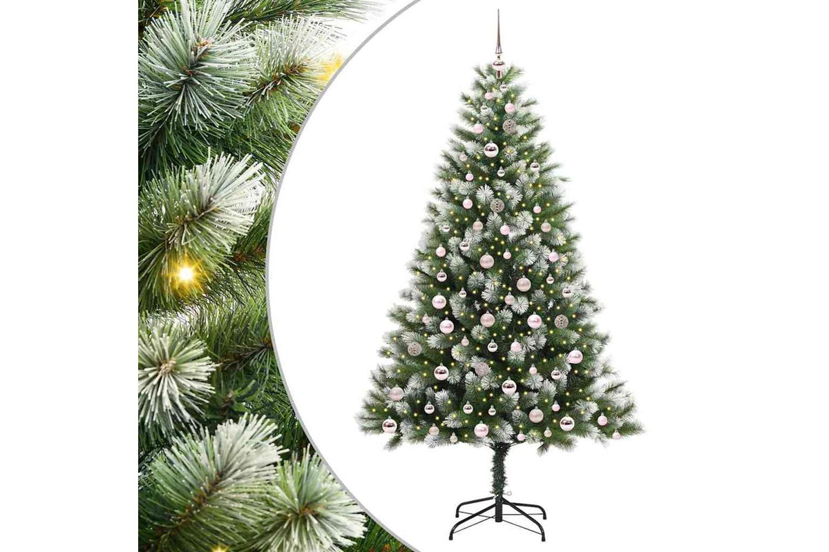 Vidaxl Artificial Hinged Christmas Tree With Flocked Snow 300 Leds