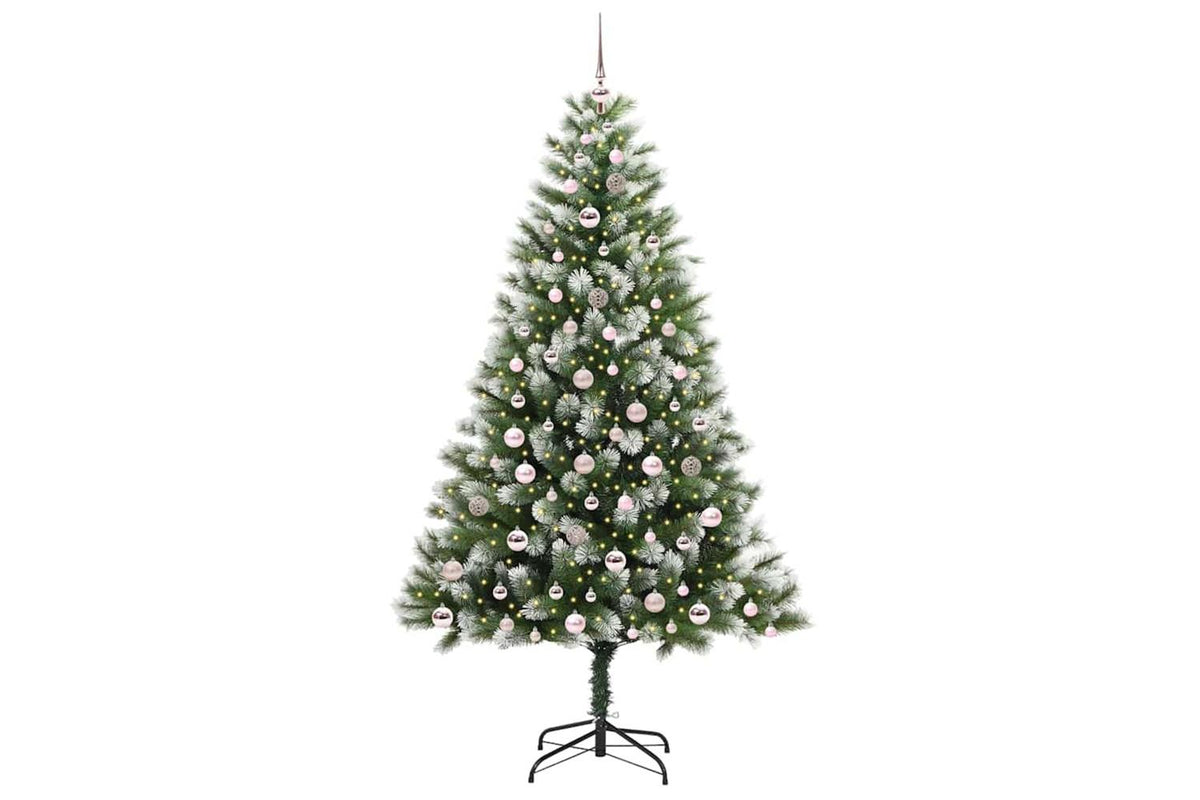 Vidaxl Artificial Hinged Christmas Tree With Flocked Snow 300 Leds-3