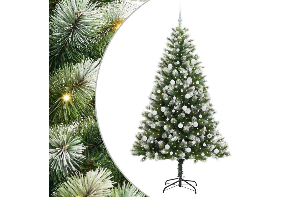 Vidaxl Artificial Hinged Christmas Tree With Flocked Snow 300 Leds-2