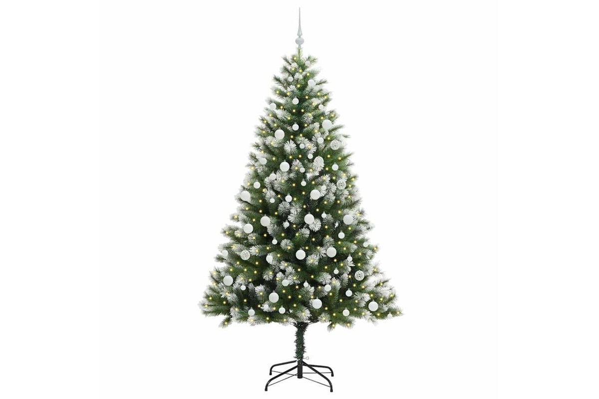 Vidaxl Artificial Hinged Christmas Tree With Flocked Snow 300 Leds-3