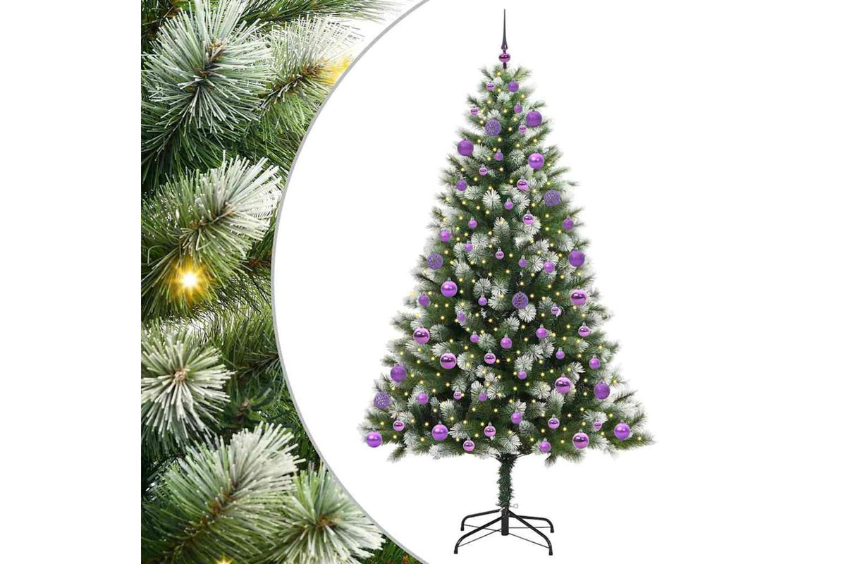Vidaxl Artificial Hinged Christmas Tree With Flocked Snow 300 Leds