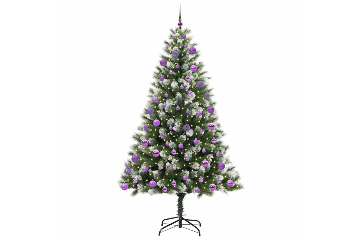 Vidaxl Artificial Hinged Christmas Tree With Flocked Snow 300 Leds-3