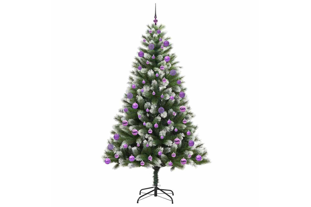 Vidaxl Artificial Hinged Christmas Tree With Flocked Snow 300 Leds-4