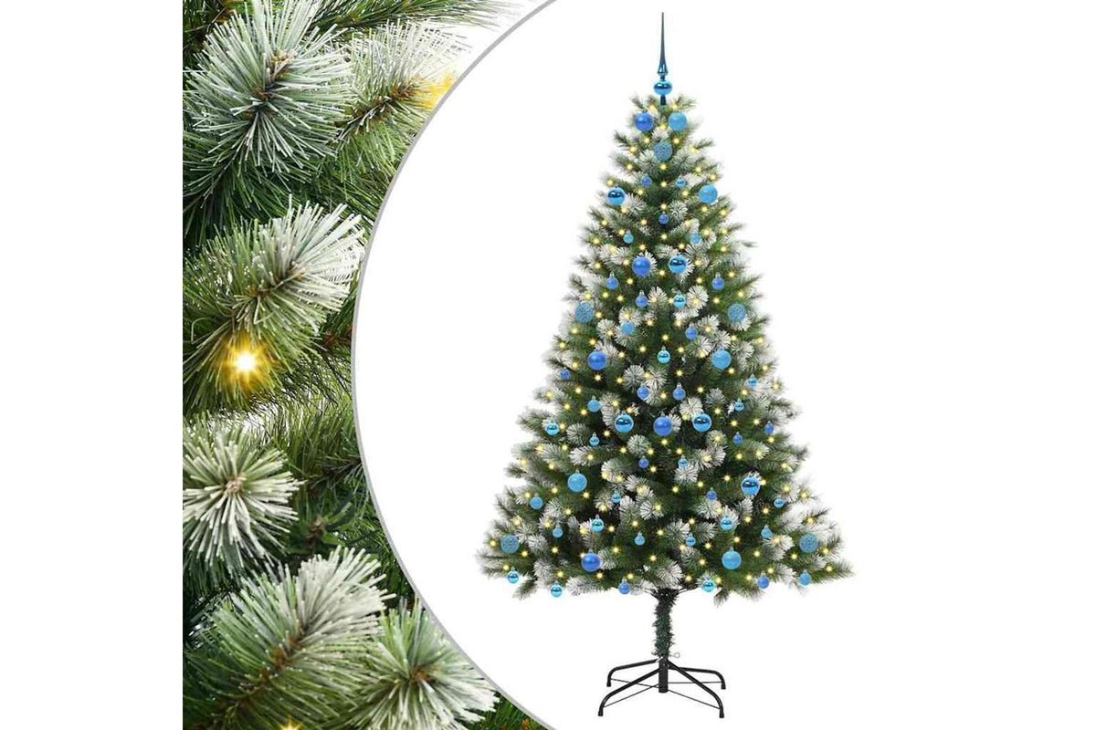 Vidaxl Artificial Hinged Christmas Tree With Flocked Snow 300 Leds