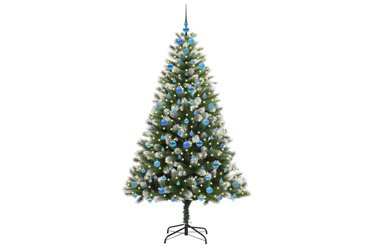 Vidaxl Artificial Hinged Christmas Tree With Flocked Snow 300 Leds-3