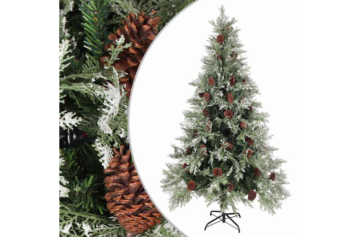Vidaxl Christmas Tree With Pinecones Green And White 195 Cm Pvc